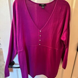 Alfani Fuchsia Silk/Cotton Blend Tunic — Women’s Plus Size 1X
